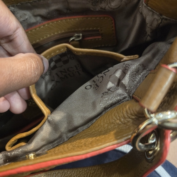 Vince Camuto Womens Tan/Brown 100% Leather Tote Handbag - Picture 7 of 8